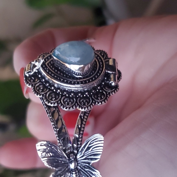 New Rainbow Moonstone 925 Silver Butterflies Poison Cuff Bracelet. - Picture 3 of 12